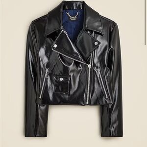 J. Crew Black Leather Moto Jacket Asymmetrical Zipper